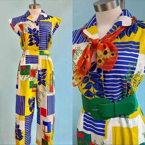 Palva Francesca mid-century modern London linen blend jumpsuit 8UK 6US